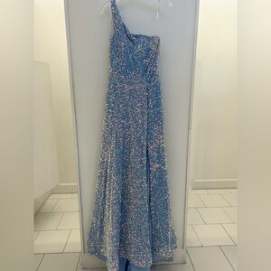Sherri Hill One Shoulder Velvet Sequin